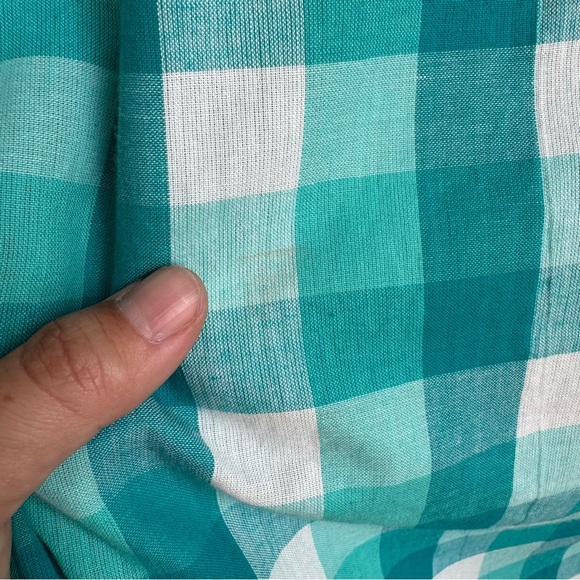 Blair Teal Gingham 100% Cotton Apron Sundress Size L - Picture 6 of 6